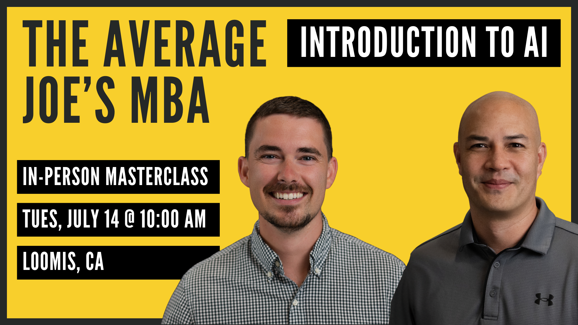The Average Joe's MBA Introduction to AI event banner