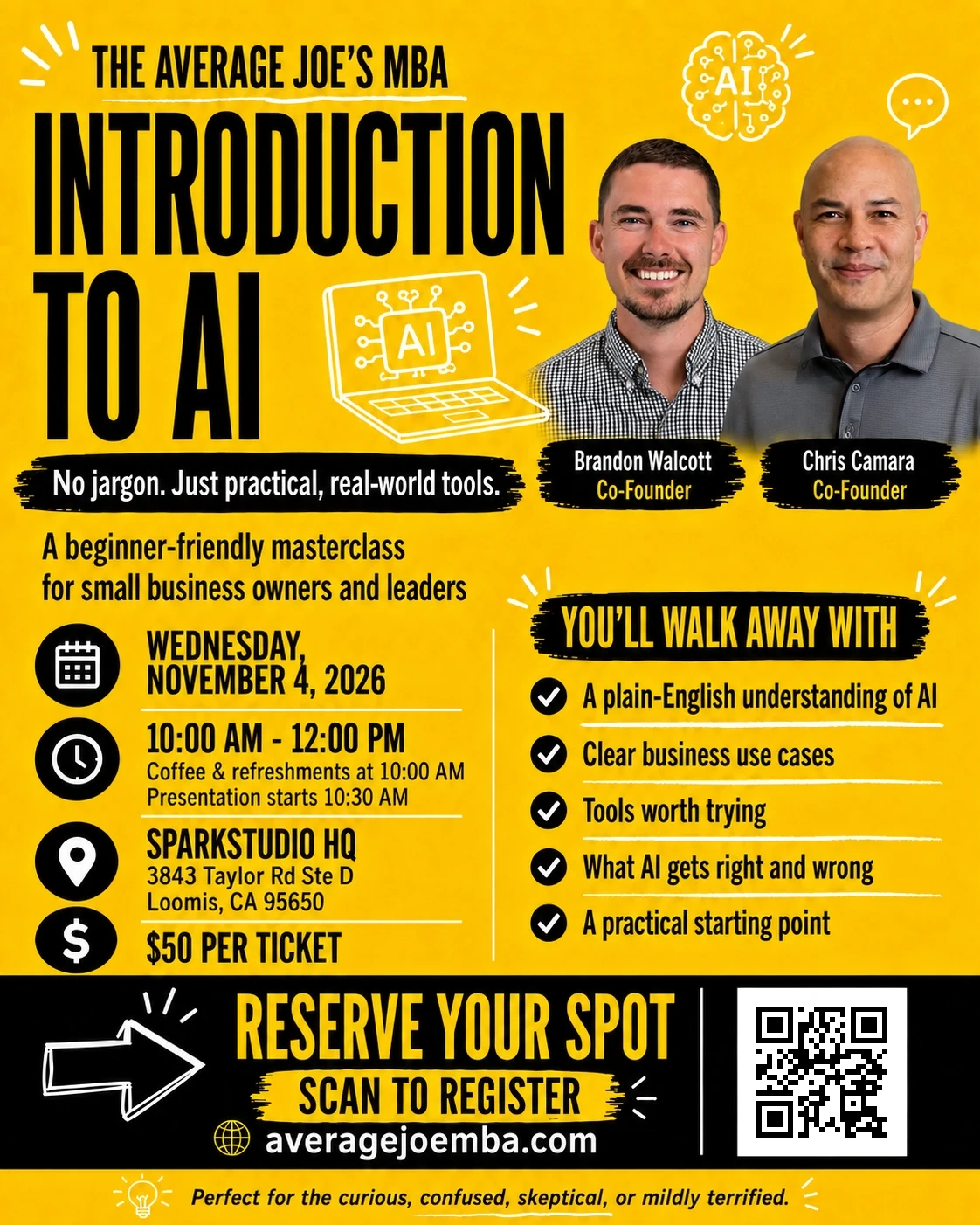 Introduction to AI poster, Wednesday, November 4, 2026, Loomis, CA